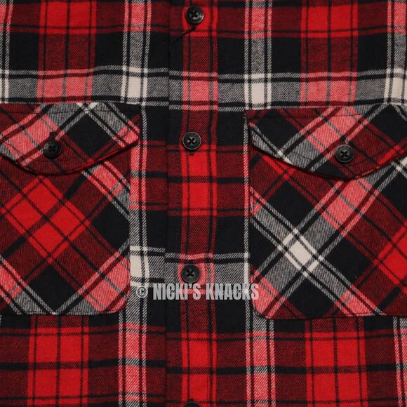 Free Planet Red White Blue Plaid Flannel Button Down Shirt Men's Size S - Picture 3 of 10